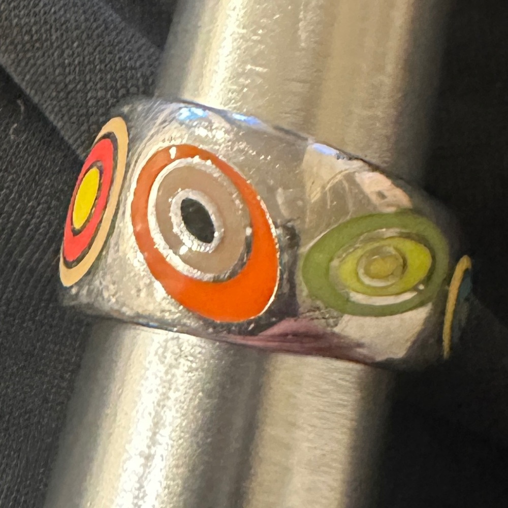 Vintgage Swatch Bijoux Samba stainless ring w/colorful enamel accents SZ 8 - Picture 8 of 9